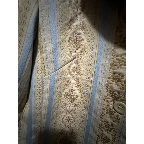 Peck & Peck Women's Blue Stripe Floral Embroidered Tapestry‎ Blazer Size 6 Lined - Picture 5 of 11